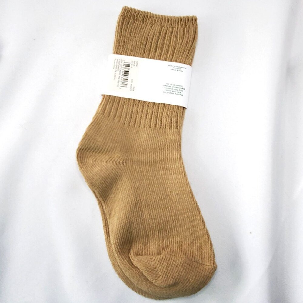 Flynn OHara Beige Crew Socks S 7-8.5 Cotton-Spandex Blend Uniform Made In China - Picture 2 of 5